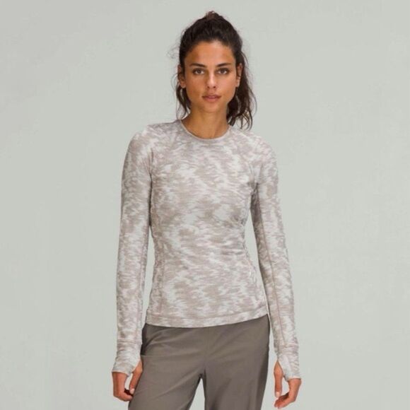Lululemon ”It’s Rulu” Run long sleeve sweatshirt data rush Jaguar white opal 150 - Picture 2 of 9
